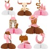 8 Pieces Cowgirl Honeycomb Centerpieces, Pink Wild West Hats Scarf