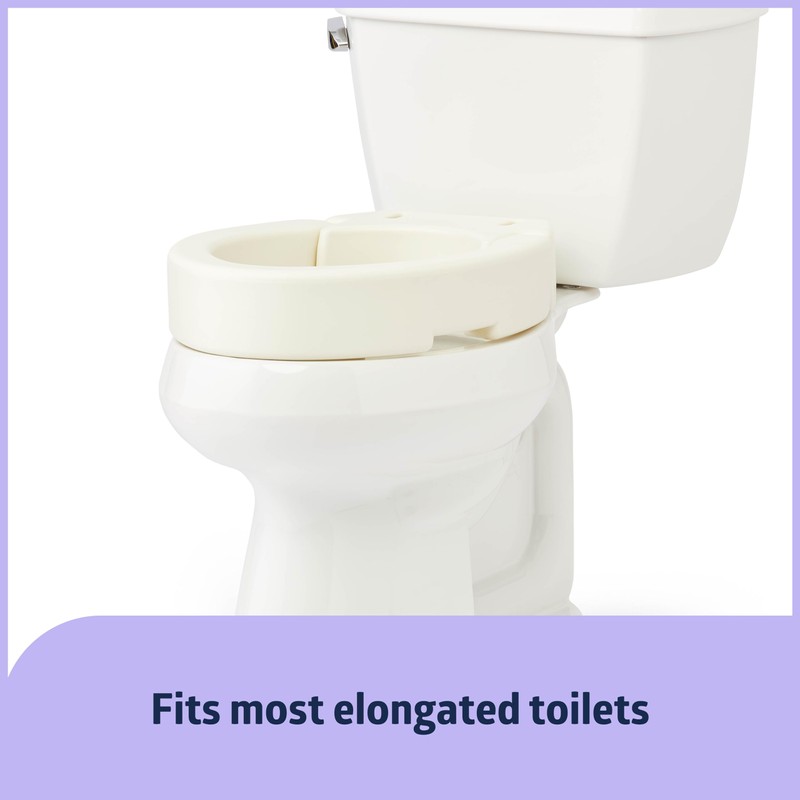 Medline Elongated Hinged Toilet Seat Riser, 3.5 inch, 400 lb