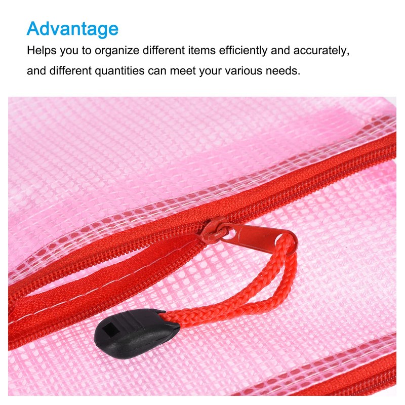 sourcing map Mesh Zipper Bags, B8 Size File Document Pockets