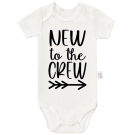 Eorjuek New to the Crew Bodysuits, Gender Neutral Baby Clothes, Cotton Romper Short Sleeve Infant Toddler Outfits Jumpsuit, Newborn Gifts Baby Boys Girls (White, 18-24 Months)