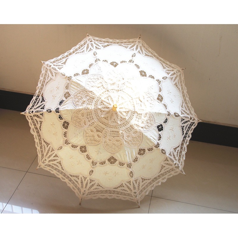 AEAOA Handmade Ivory Lace Parasol Umbrella Wedding Bridal 30 Inch