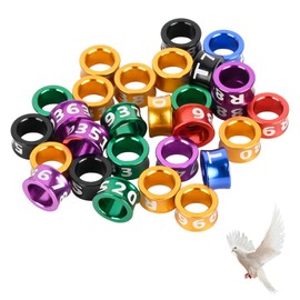 STPCTOU Bird Rings, Bird Bands, Bird Leg Rings, Multicolor Aluminum Pigeon Leg Rings, Identification Pigeon Training Rings Hibiscus Birds, Parrots, Peonies, Pigeons, Mixed Colors 50 Per Pack
