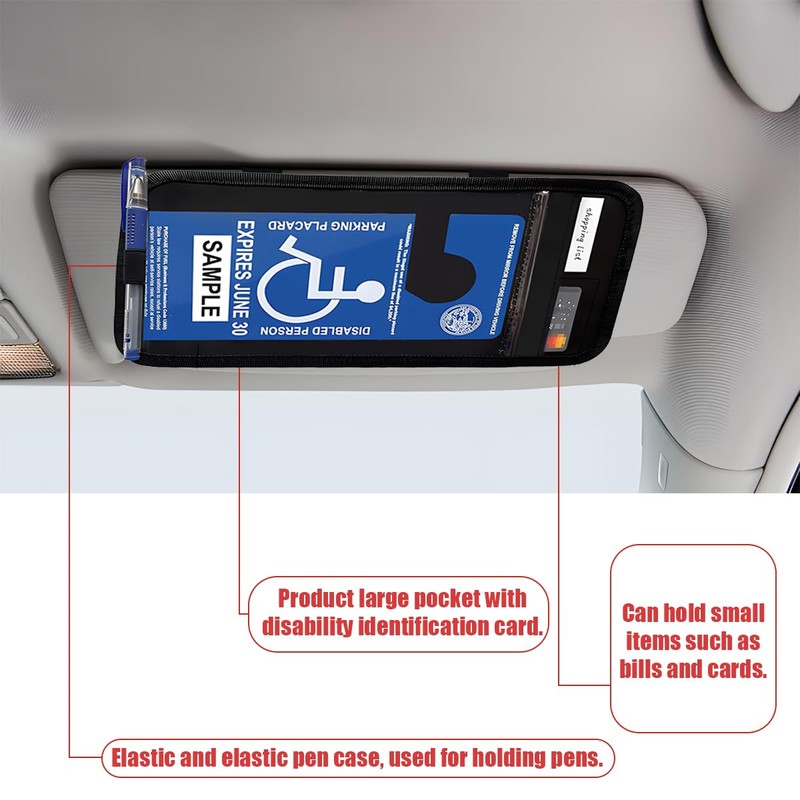 KHGUZ Car Handicap Placard Holder, Visor Disabled Parking Permit Sign
