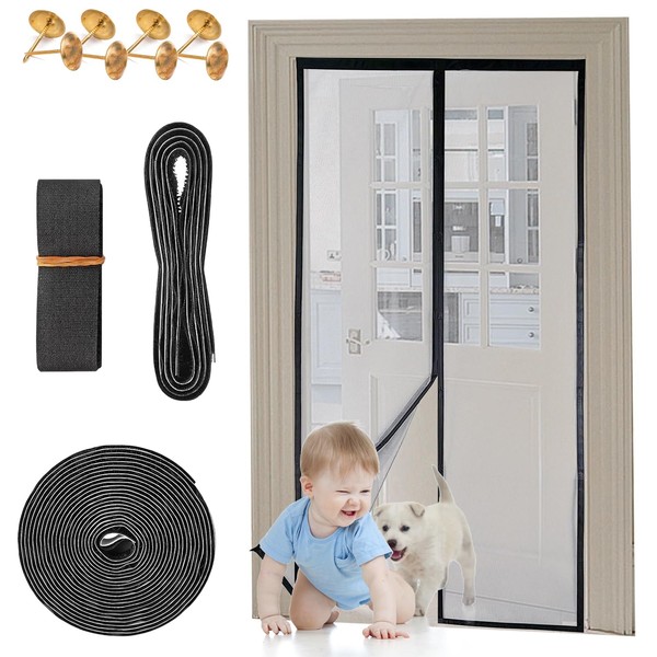 Magneten Fliegengitter Tür, Magnet Insektenschutz Balkontür, 110x210cm Fliegengitter Balkontür, Magnet