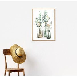 Art Knitting Paint by Numbers for Adults Beginner Students Kids Canvas ONLY,Ideal Gift Choice for Festivals.DIY Acrylic for Room Decor -Flowers in The Bottles (A-16x20 Stretched)