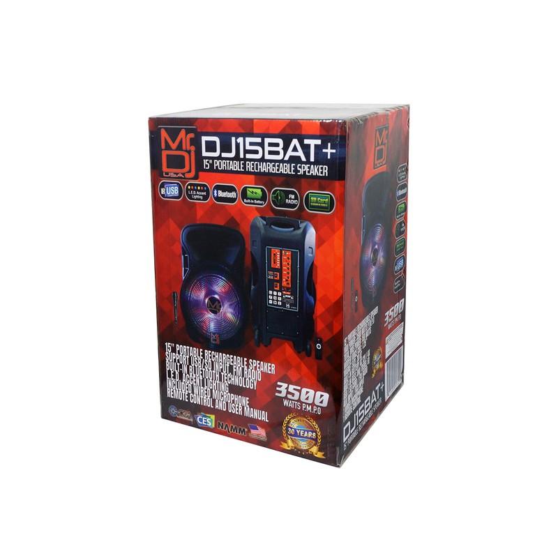 Mr. Dj USA DJ15BAT+ 15" Portable Trolley PA DJ Active