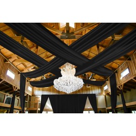 6 Panels Black Ceiling Drapes for Wedding 5ftx20ft Ceiling Drapes Wedding Arch Draping Fabric Smooth Satin Curtain Romantic Ceiling Decorations for Wedding Party Banquet Ceremony Stage