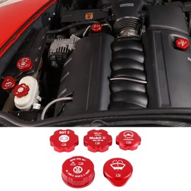PIUGILH - Tapón de aceite para motor de coche, tapa de radiador, tapa de líquido de freno, compatible con accesorios C6 Corvette 2005-2013, kit de cubierta de cubierta de protección de aleación de aluminio, 5 piezas