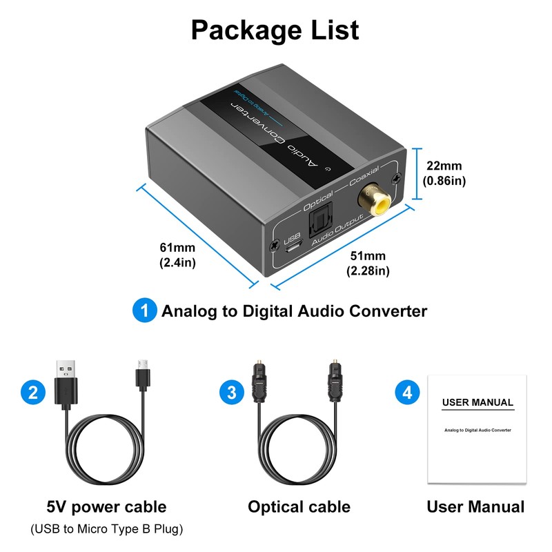 VPFET Analog to Digital Audio Converter RCA to Optical with