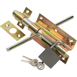 KOTARBAU® Door Bolt Bolt 100 mm Double-Sided Gate Bolt Lock with Padlock Galvanised Yellow