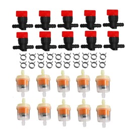 kipa 1/4" in Line Fuel Gas Filter Shut Cut Off Valve Clamp for Briggs & Stratton 494768 697947 698183 John Deere AM36141 AM107340 Kawasaki 49019-7001 Pack-10