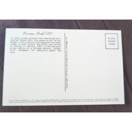 Rare Vintage Boeing Model 247 Roy Andersen Collector's Series POSTCARD
