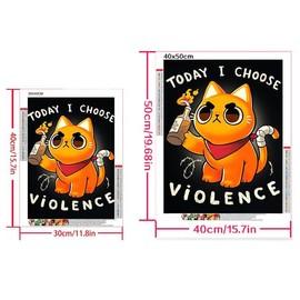 Cartoon Cat Pattern DIY Diamond Arts Colorful Painting Kit without Frame, 5D Diamond Arts Colorful Painting Kit, Wall Art Decor for Home Bedroom:_Round 40x50cm_Animals