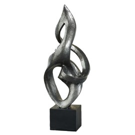 Loving Tribute Abstract Table Sculpture | Antique Metallic Silver and Black Finish | Bold Abstract Looped Design Resembles an Unwavering Flame | Contemporary, Modern Stylized Tabletop Sculpture Accent
