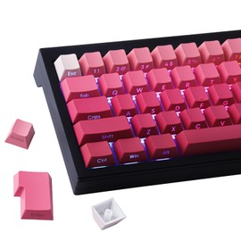 Keycaps 135 Keys PBT Letter Side Print Shine Through Keycaps Red Gradient Custom Keycaps for ISO/UK Layout Cherry MX Switches Mechanical Keyboards (Cherry Profile)