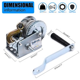 PROFLine 800lbs Hand Winch Steel Cable Boat Trailer Winch Two-way Ratchet Gear Manual Winch Crane Weight Dock Leveling Winch with 8m Steel Wire for ATV Truck Towing