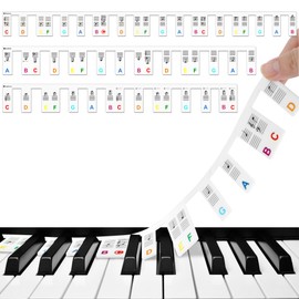 Klavierführer für Anfänger,Abnehmbare Klaviertastatur Etiketten Klaviertastatur-Notenetiketten aus Silikon Wiederverwendbar für Anfänger und Kinder(Regenbogen)