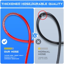 Sewer Jetter Kit for Pressure Washer, 50FT 5800 PSI Drain Cleaner Hose with 1/4" NPT Corner, Rotating and Button Hose Sewer Jetting Nozzle, Waterproof Tape, Pearl Corsage Pin, Spanner, Glove