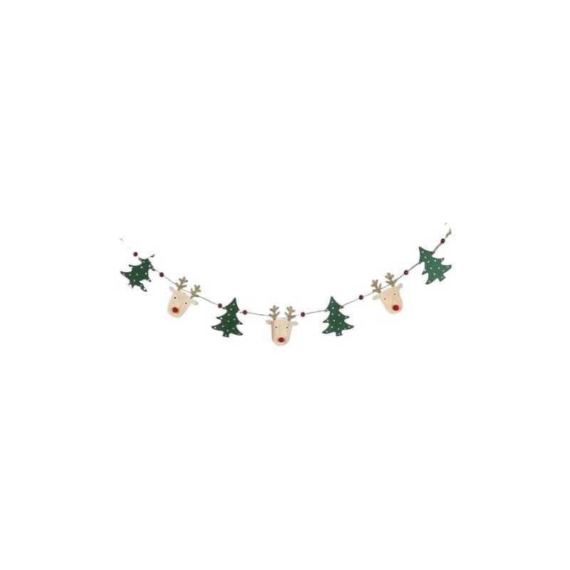 Heaven Sends Wooden Reindeer and Christmas Tree Garland 1.2m| Festive