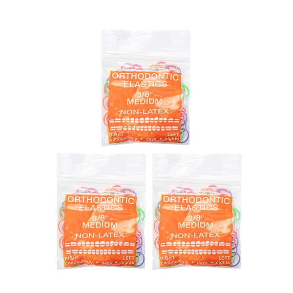 JMU Orthodontic Elastics 3/8 Medium, 300 Pack, Neon, Orthodontic Rubber
