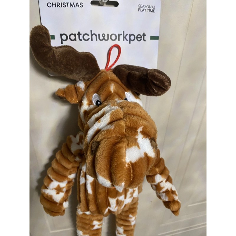 Patchwork Long Leg 🫎 Moose Dog Squeaky Toy 24”