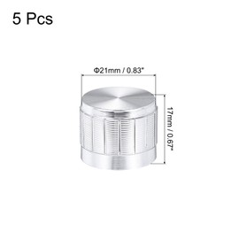 sourcing map 5pcs Potentiometer Knob Knurled Shaft Silver Aluminum 6mm Shaft Dia. Rotary Knob 21mmx17mm Guitar Volume Control Knob