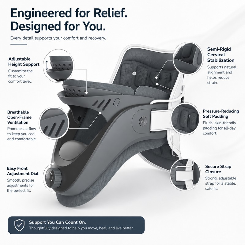 Adjustable Neck Support Collar for Adult Comfort – Open-Frame Design