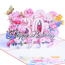 Happy 30th Birthday Card, 30th Birthday Card for her, 30th Birthday Gifts for Her, Pop Up Cards, Pop Up Cards Flowers for Women with Note