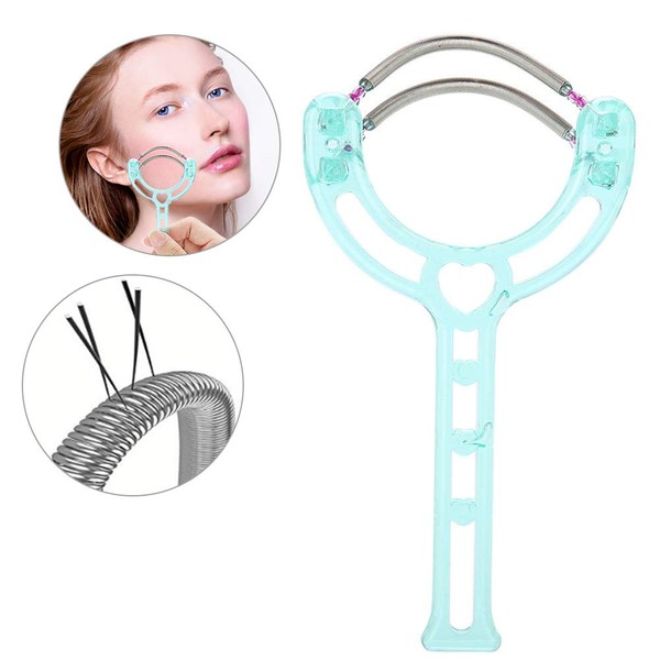 Facial Hair Remover, Effective Epilator Portable Face Lips Hair Removal Plastic Spring Device Beauty Tool for Women & Men Hair Removal Spring Threading Epilator Face Facial Hair Removal Stick (Green)
