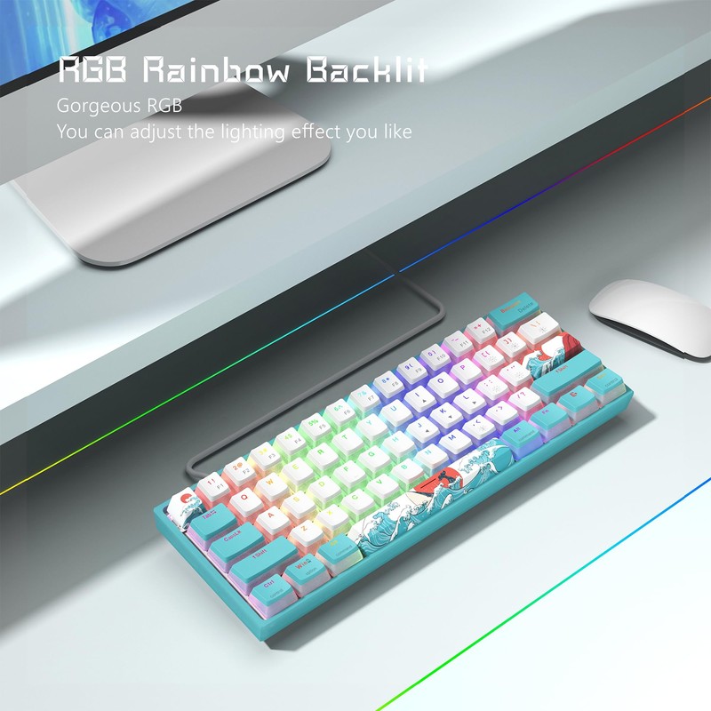Womier 60% Percent Keyboard,WK61 V2 Mechanical RGB Wired Gaming Keyboard,Hot-Swappable