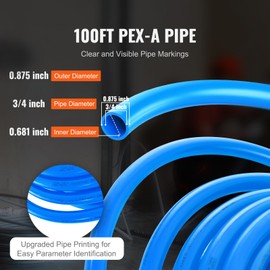 Happybuy PEX Pipe 3/4 Inch, 100 Feet Length PEX-A Flexible Tubing for Potable Water, Hot/Cold Water Lines, Plumbing Applications, Includes Cutter, Blue