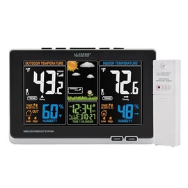 La Crosse Technology Advanced Weather Station with Full-Color LCD & Atomic Time - Monitor Indoor/Outdoor Conditions with Temperature Alerts and Humidi