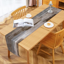 Kiatuniya Table Runner Grey 33 x 183 cm Table Runner Modern Art Painting Table Runner Short Linen Table Decoration Washable for Christmas Party Weddings Holidays Birthday Decoration