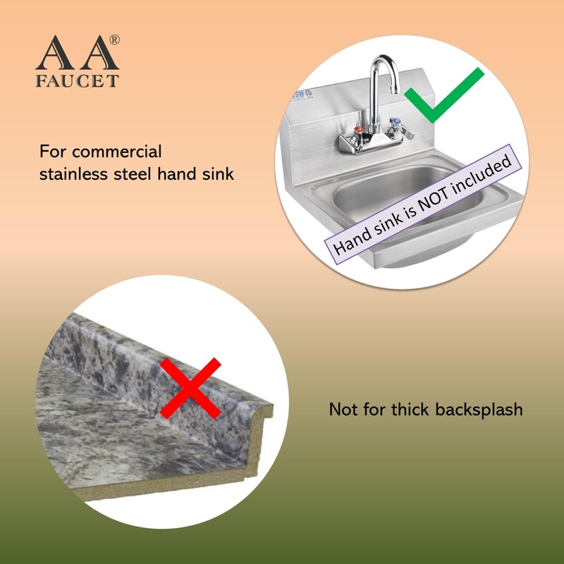 AA Faucet 4" Wall Mount Commercial Hand Sink Faucet with