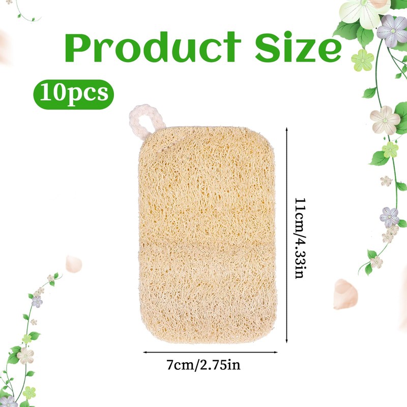 10 PCS Natural Sponges for Dishes, Loofah Dish Sponge for