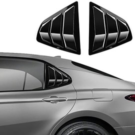 CKE 2pcs for Toyota Camry 2023 2022 2021 2020 2019 2018 Accessories Sporty Car Rear Side Window Louvers Air Vent Scoop Shades Cover Trim Blinds - Glossy Black