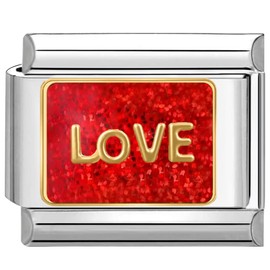 Quiges - 9mm Italian Style Charm Link Module Stainless Steel Love for Italian Style Bracelets Nomination