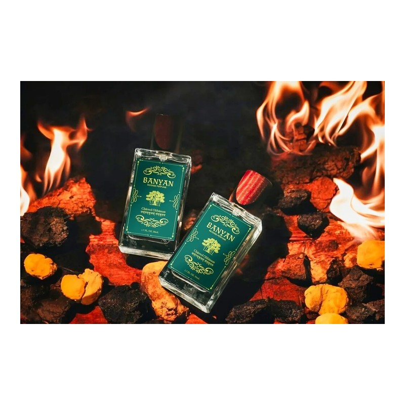 The scent of charcoal created by burning olibanum, Charcold Olibanum