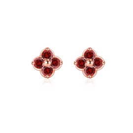 FH.bird Women's Stud Earrings, Popular 18K Four-Leaf Clover Design, November Birthstone "Beautiful Prayers," Hypoallergenic 925 Sterling Silver, Topaz, Cute, Gift for New Year's Eve or Birthdays,