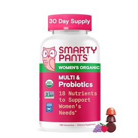 SmartyPants Organic Women's Multivitamin Gummies: Biotin, Probiotics, Methylfolate, Omega 3 (ALA), Vitamin D3, C, Vitamin B12, B6, A, K & Zinc, Inosit