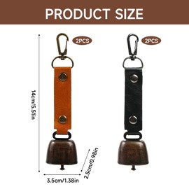 Vordpe Pack of 4 Bear Bell, Metal Cow Bell, Anti Loss Bell, Integrated Hanging Buckle, for Outdoor Hiking, Backpack Pendant, Animal Neck Ba