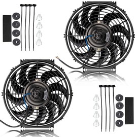 12 Inch Radiator Cooling Fan, 12 Inch Radiator Cooling Fan Universal Slim Fan Push Pull Electric Radiator +12v 80W Mount Kit