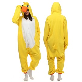 Wishliker Unisex-Adult Costume Animal Cartoon Onesie Pajamas Loungewear Yellow Duck