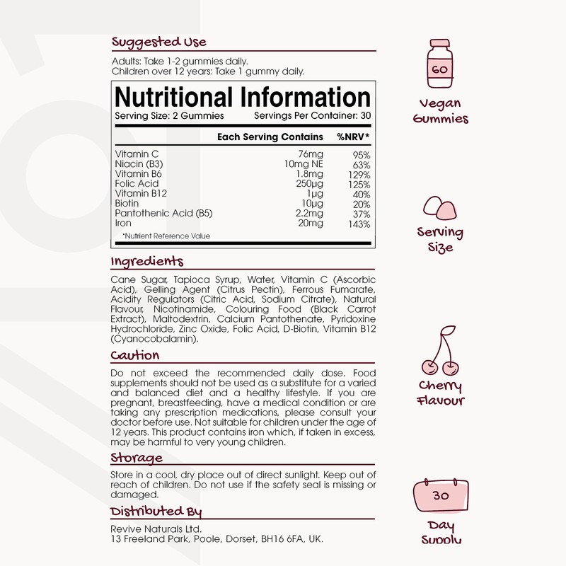 Iron Complex Gummies - 3200mcg - Potent Formula for Energy
