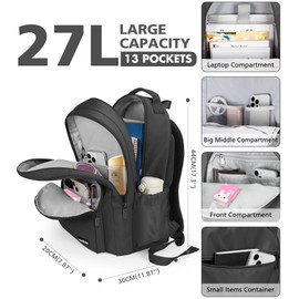 MOCOCITO Backpack for School School Bags Casual Daypacks for Girls and Boys Lightweight Backpack 15.6" Laptop Backpack large backpack college bag for Teenage Black Rucksack