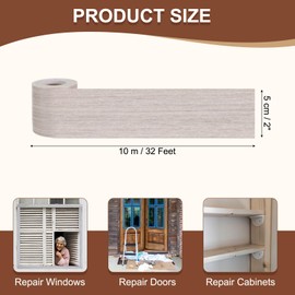 MECCANIXITY Wood Grain Repair Tape, 2 Inch x 33 Feet Self Adhesive Wood Grain Tape Multi-Purpose Wallpaper Border Trim for Furniture Floors Windows Doors Tables Home, Light Gray