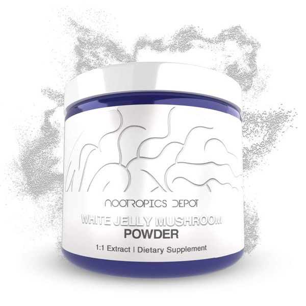 Nootropics Depot White Jelly Mushroom Powder | 60 Grams | Tremella fuciformis | Organic Whole Fruiting Body Extract | Skin Elasticity Support | Promotes Healthy Cellular Function