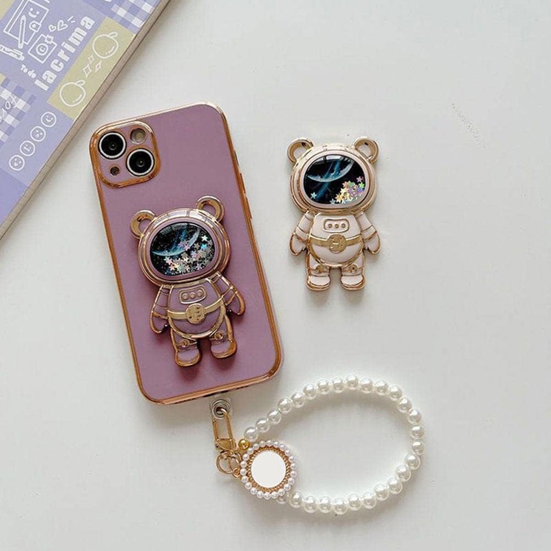 Purple Astronaut Phone Stand Holder, Cell Phone Ring Stand with