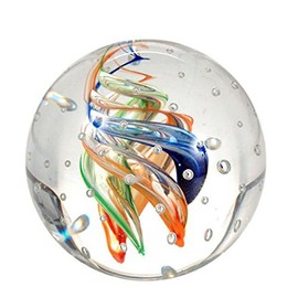 Dream Ball 172 Glass Ball, Colourful Spirals with Many Bubbles, Paperweight, Wish Ball Approx. 6.5 - 7 cm