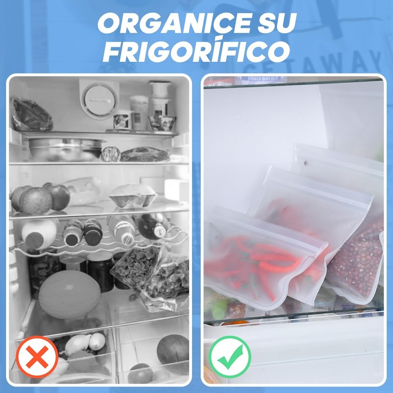 bolsas de silicona reutilizables 10,bolsas para congelar alimentos 10 Bolsas